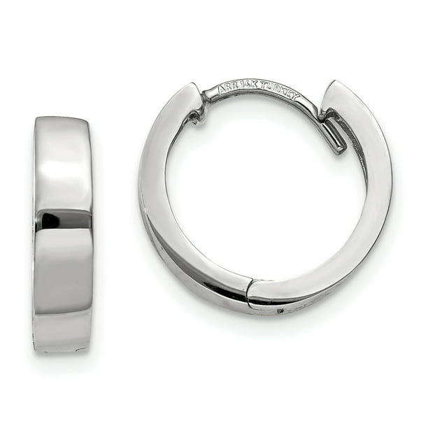 Beautiful 14k White Gold Round Hinged Hoop Earrings Beautiful 14k White Gold Round Hinged Hoop Earrings
